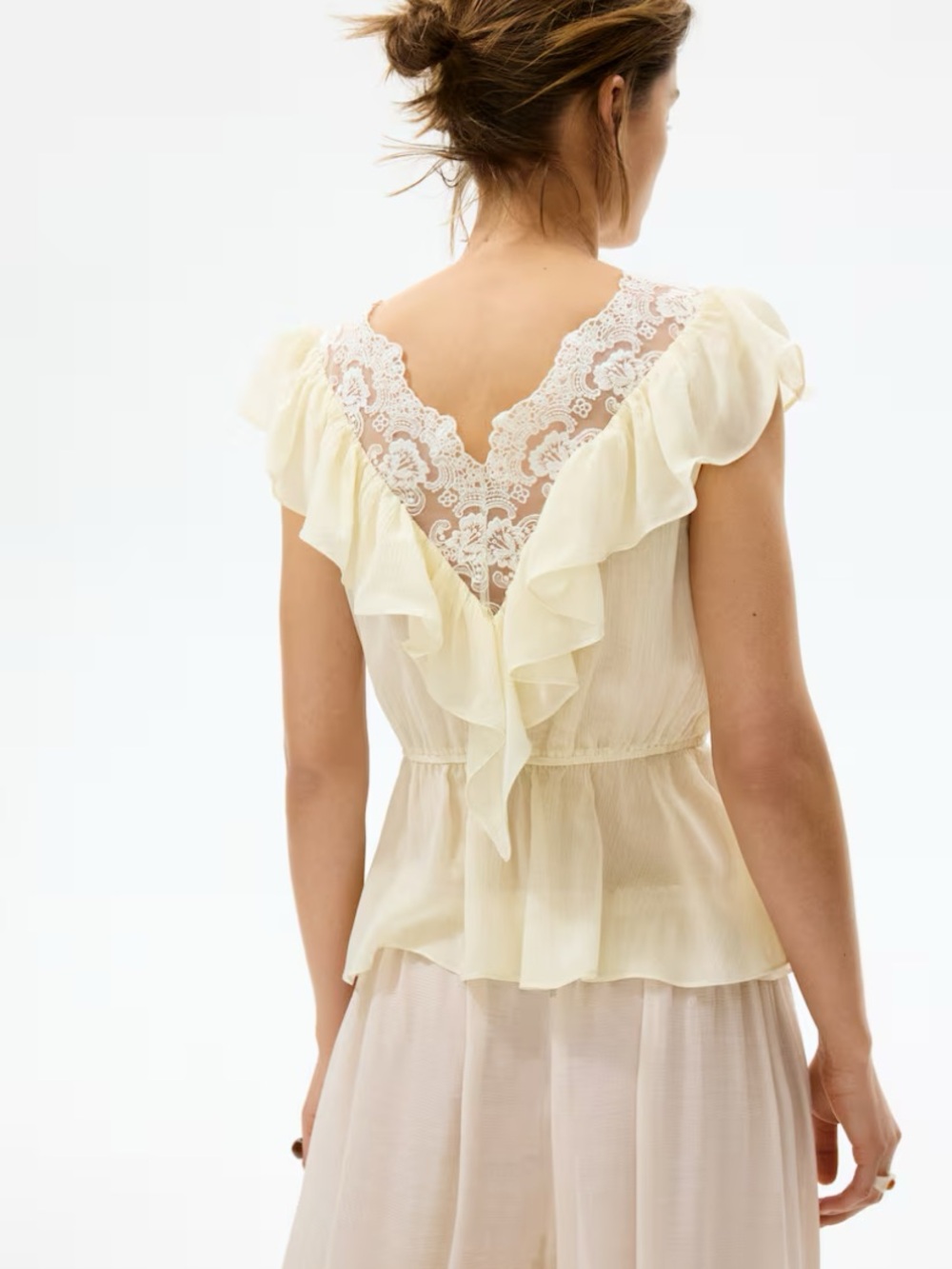 NWT H&M flounce trim lyocell top